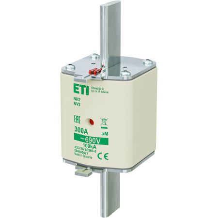 Ножовий запобіжник ETI серії NH NH2 300A для захисту електродвигунів.