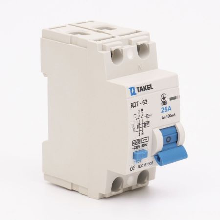 (506307) Устройство защитного отключения ВДТ-63 2 полюса 25А 30мА Класс AC. TAKEL