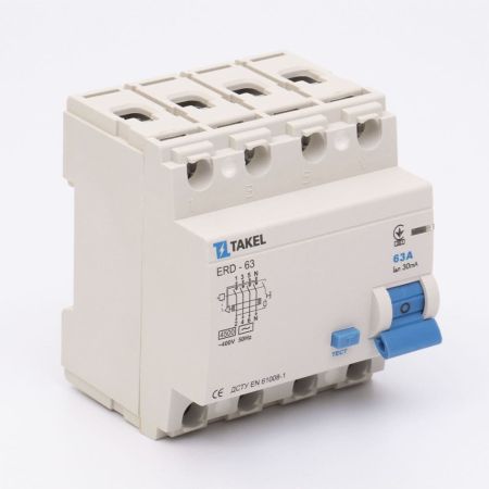 (506383) Устройство защитного отключения ERD-63 4 полюса 63А 30мА. Класс AC. TAKEL