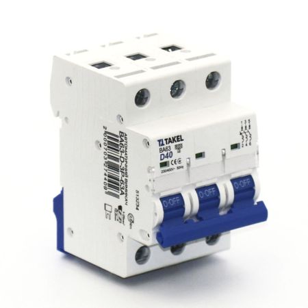 (513234) Автоматический выключатель ВА63-D 3P In=40 А. кривая D. 4.5 кА. TAKEL