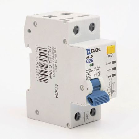 (513684) Устройство защиты от дугового пробоя AFDD 25А С 1P+N. TAKEL