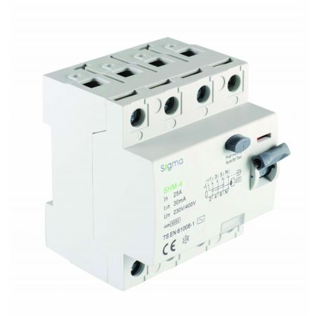 (SHM4025030) Устройство защитного отключения SHM4025030 4 полюса 25А 30мА Класс A. SIGMA