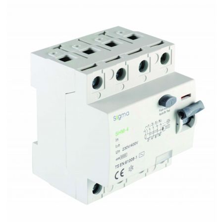 (SHM4100030) Устройство защитного отключения SHM4100030 4 полюса 100А 30мА Класс A. SIGMA
