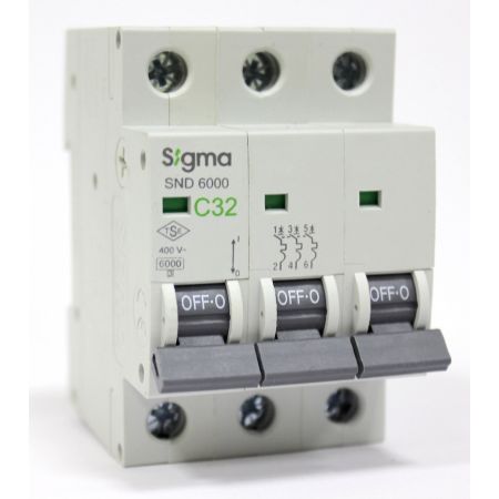 (6SM325C) Автоматический выключатель 6SM325C 3P. In=25А. Кривая С 6 кА. SIGMA