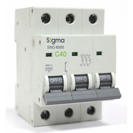 (6SM340C) Автоматический выключатель 6SM340C 3P. In=40А. Кривая С 6 кА. SIGMA