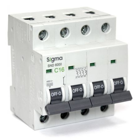 (6SM402С) Автоматический выключатель 6SM402С 4P. In=2А. Кривая С 6 кА. SIGMA