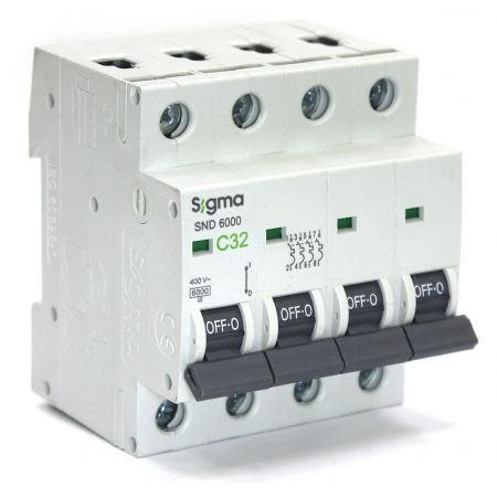 (6SM432С) Автоматический выключатель 6SM432С 4P. In=32А. Кривая С 6 кА. SIGMA