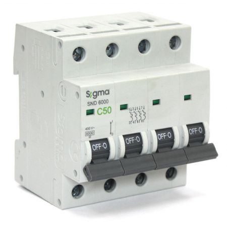 (6SM450С) Автоматический выключатель 6SM450С 4P. In=50А. Кривая С 6 кА. SIGMA