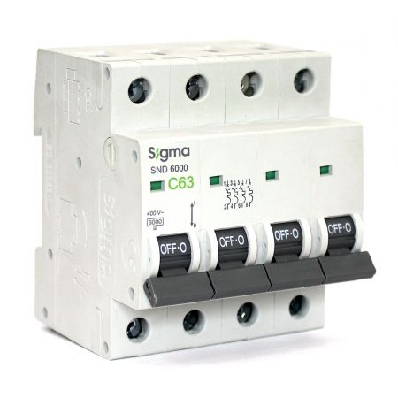 (6SM463С) Автоматический выключатель 6SM463С 4P. In=63А. Кривая С 6 кА. SIGMA