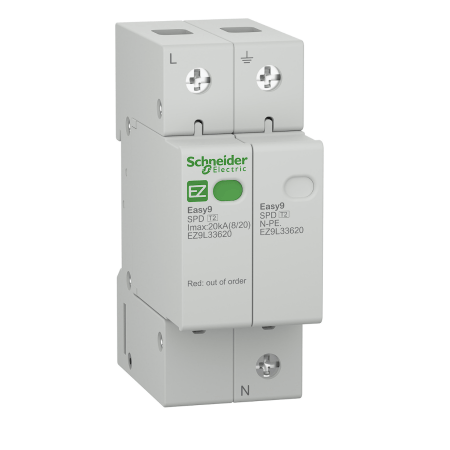 (EZ9L33620) Ограничитель перенапряжения Easy9 1+N. 20кА/10кА/1.3кВ.Schneider Electric