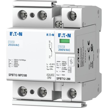158334 Комбинированный ограничитель перенапряжения SPBT12-280-1+NPE-AX. 40кА 340V 1P. Класс В. со сменными картриджами. Eaton
