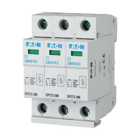 167595 Ограничитель перенапряжения SPCT2-280/3. 40кА 280V 3P. Класс C. со сменными картриджами. Eaton