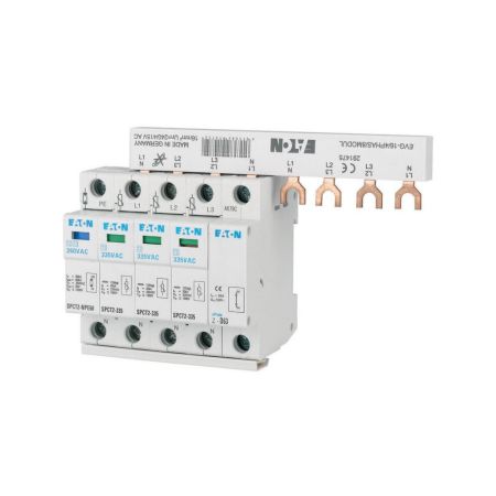 167632 Ограничитель перенапряжения SPCT2-460-3+NPE/BB. 40кА 460V 3P+N. Класс C. со сменными картриджами. Eaton