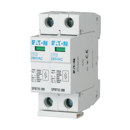 158309 Комбинированный ограничитель перенапряжения SPBT12-280/2. 40кА 340V 2P. Класс В+C. со сменными картриджами. Eaton
