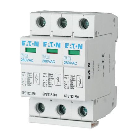 158330 Комбинированный ограничитель перенапряжения SPBT12-280/3. 40кА 340V 3P. Класс В+C. со сменными картриджами. Eaton