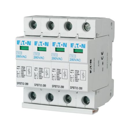 158331 Комбинированный ограничитель перенапряжения SPBT12-280/4. 40кА 340V 4P. Класс В+C. со сменными картриджами. Eaton