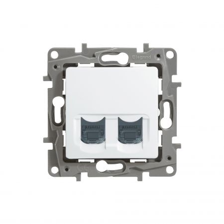 (672254) Компьютерная розетка двойная RJ45 кат6 UTP ETIKA белый. Legrand
