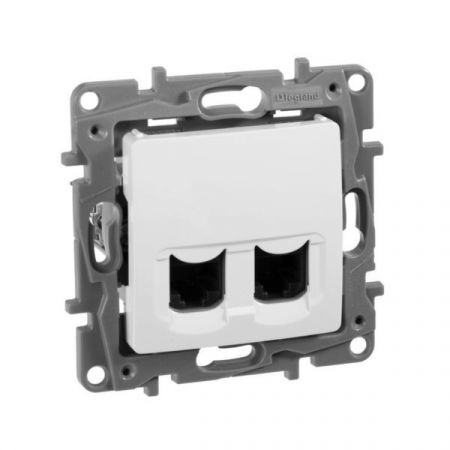 (672255) Компьютерная розетка двойная RJ45 кат5е UTP ETIKA белый. Legrand
