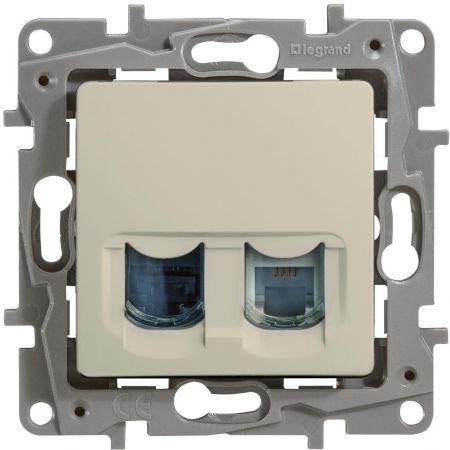 (672352) Розетка  RJ11+RJ45 кат 5 UPT ETIKA слоновая кость. Legrand