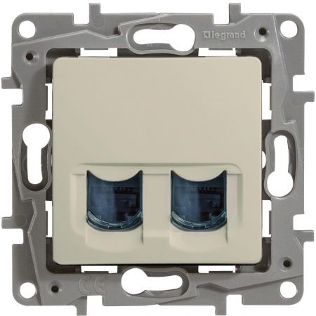 (672355) Компьютерная розетка двойная  RJ45 кат.5e UTP ETIKA слоновая кость. Legrand
