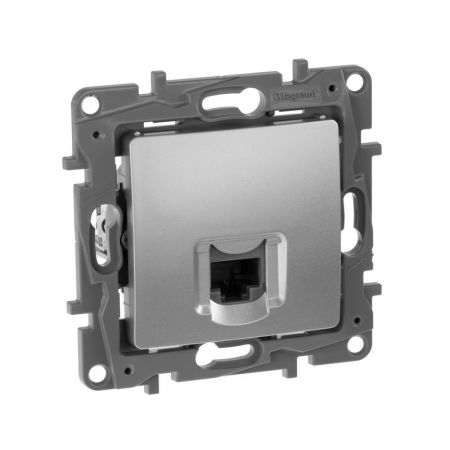 (672453) Компьютерная розетка RJ45 кат6 UTP  ETIKA алюминий. Legrand