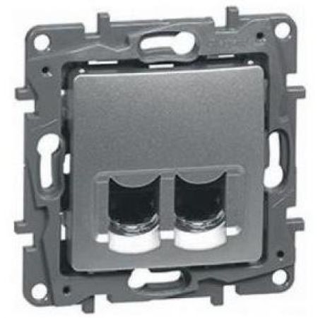 (672455) Компьютерная розетка двойная RJ45 кат5e UTP  ETIKA алюминий. Legrand