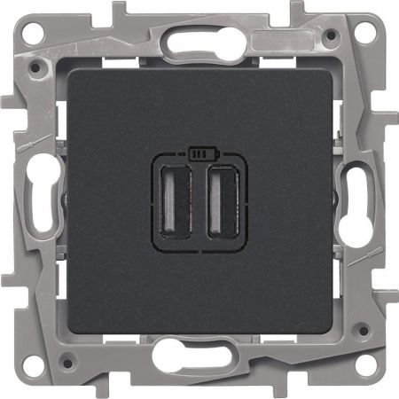 (672694) Розетка двойная для зарядки USB  ETIKA графит. Legrand
