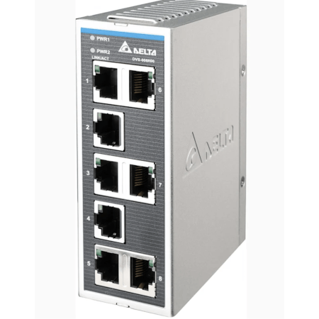 (DVS-008R00) Промышленный Ethernet коммутатор 8 портов. монтаж на DIN-рейку. -20...+70С. Delta