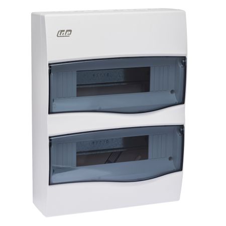 (BV24PT/RR) Распределительный щит Combi. 2x12 модуля 353x264x99. IP40. с шинами N и PE. прозрачная дверь. IDE