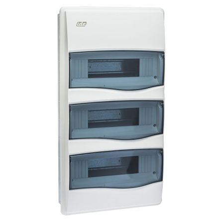 (B36PT/RR) Распределительный щит Combi. 3x12 модуля 497x264x99. IP40. с шинами N и PE. прозрачная дверь. IDE