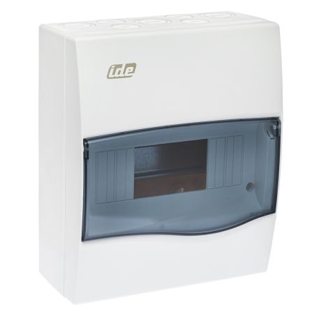 (BV8PT/RR) Распределительный щит Combi. 1x8 модуля 228x191x99. IP40. с шинами N и PE. прозрачная дверь. IDE