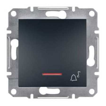 EPH1700171 Одноклавишный кнопочный выключатель с подсветкой с символом «звонок» ASFORA графит