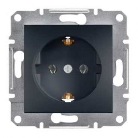 EPH2900271 Розетка со шторками и заземляющим контактом ASFORA графит