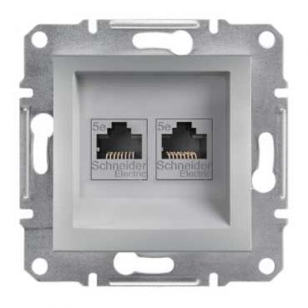 EPH4200161 Двойная телефонная розетка RJ11&amp;RJ11 на 4 контакта ASFORA алюминий