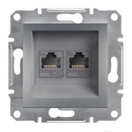 EPH4200162 Двойная телефонная розетка RJ11&amp;RJ11 на 4 контакта ASFORA сталь
