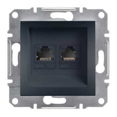 EPH4200171 Двойная телефонная розетка RJ11&amp;RJ11 на 4 контакта ASFORA  графит