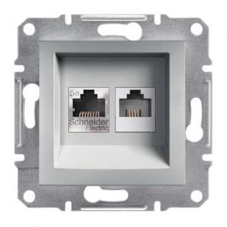 EPH4900161 Розетка «телефон&amp;интернет» RJ12&amp;RJ45 кат5e UTP ASFORA алюминий