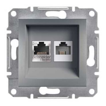 EPH4900162 Розетка «телефон&amp;интернет» RJ12&amp;RJ45 кат5e UTP ASFORA сталь