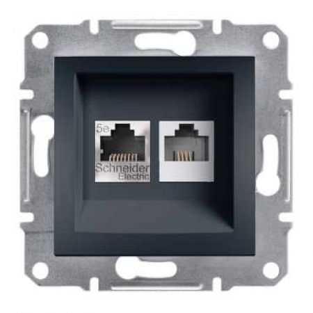 EPH4900171 Розетка «телефон&amp;интернет» RJ12&amp;RJ45 кат5e UTP ASFORA графит