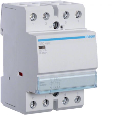 (ESC428) Модульные контакторы ESC 25А. 3NO+1NC контакта. Uкат=220-240В. Hager