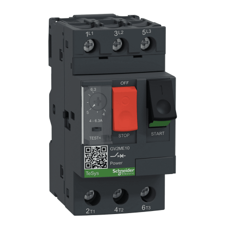 (GV2ME10) Автоматический выключатель защиты двигателя Tesys. Ir=4-6.3 Aмпер. Schneider Electric. Schneider Electric
