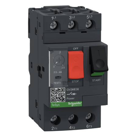 (GV2ME08) Автоматический выключатель защиты двигателя Tesys. Ir=2.5-4 Aмпер. Schneider Electric