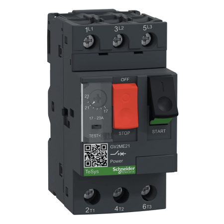(GV2ME21) Автоматический выключатель защиты двигателя Tesys. Ir=17-23 Aмпер. Schneider Electric
