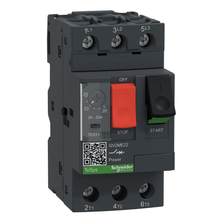 (GV2ME22) Автоматический выключатель защиты двигателя Tesys. Ir=20-25 Aмпер. Schneider Electric