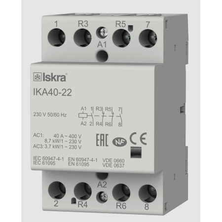 (030045519000) Модульный контактор IKA40-22. 230 V. AC. Iskra