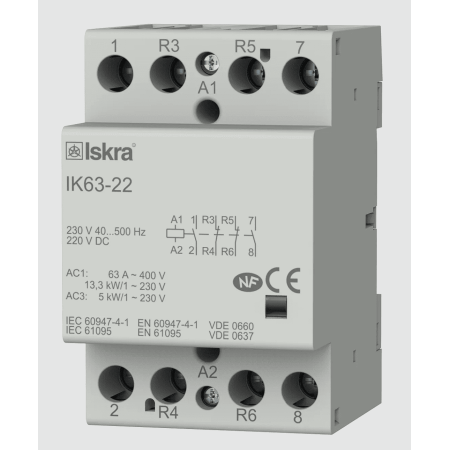 (030045235000) Модульный контактор IK63-22. 230 V. AC/DC. Iskra