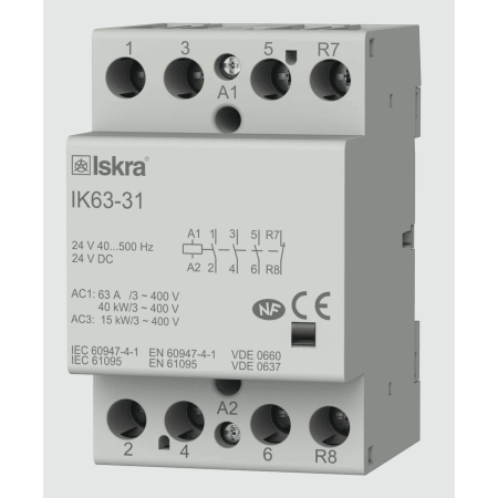 (030045234000) Модульный контактор IK63-31. 24 V. AC/DC. Iskra