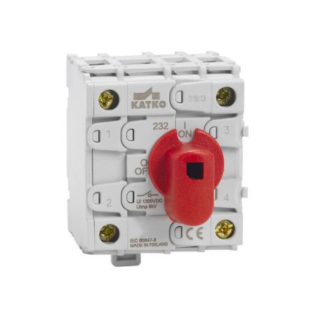 (PV 232) Выключатель нагрузки 2 полюсной для PV 32А. Ui-1200V DC. DC21B. KATKO