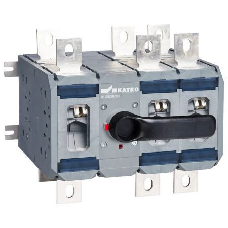 (KU 3630CO SV) Переключатель нагрузки (І-0-ІІ) 3P. 630А. AC23/415В (355 кВт) с прямой ручкой и перемычками. KATKO