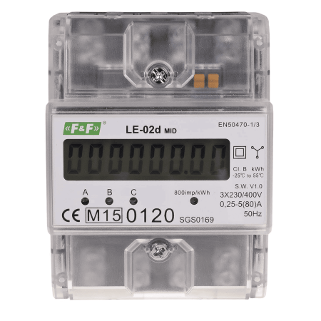 (LE-02D) Счетчик электроэнергии. трехфазный. LE-02D. 63A. F&F